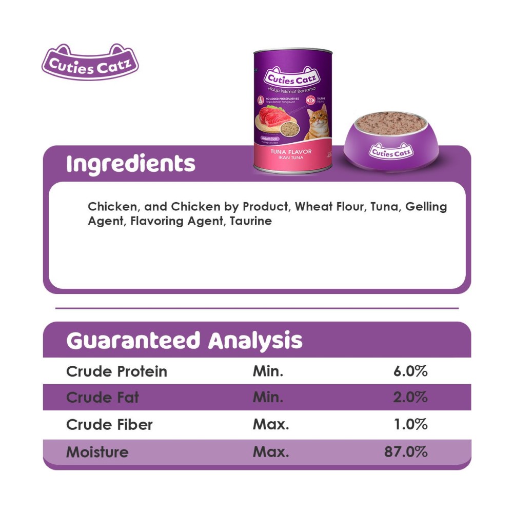 Cuties Catz Adult Can Food Tuna Flavor – Product Image