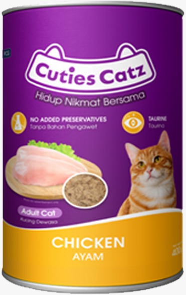 Cuties Catz Adult Wet Cat Food Can Chicken Flavor